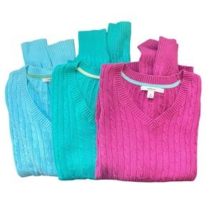 Lot of 3 Merona V-Neck Cable Knit Sweaters